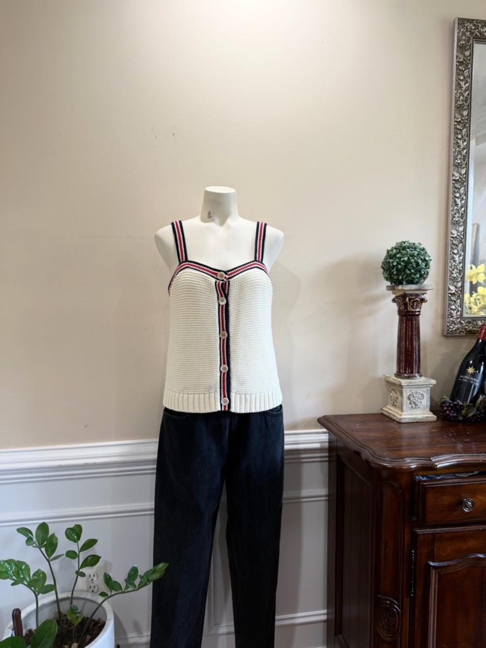 Alex Mill Cream Knit Crochet Top